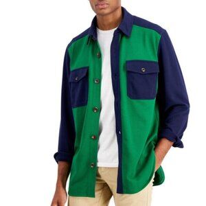 Club Room Men's Shirt Color Therapy Button Front Green Blue Medium NEW!